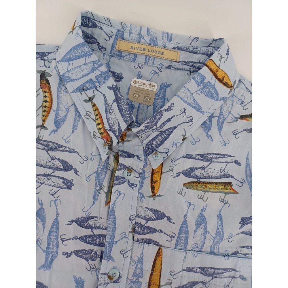 Columbia Sportswear Co Mens XXL River Lodge Short Sleeve Button-Down Fishing